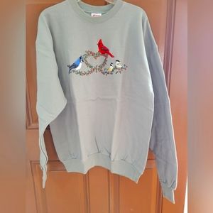 Hanes Sweatshirt with Embroidered Cardinals - Size L